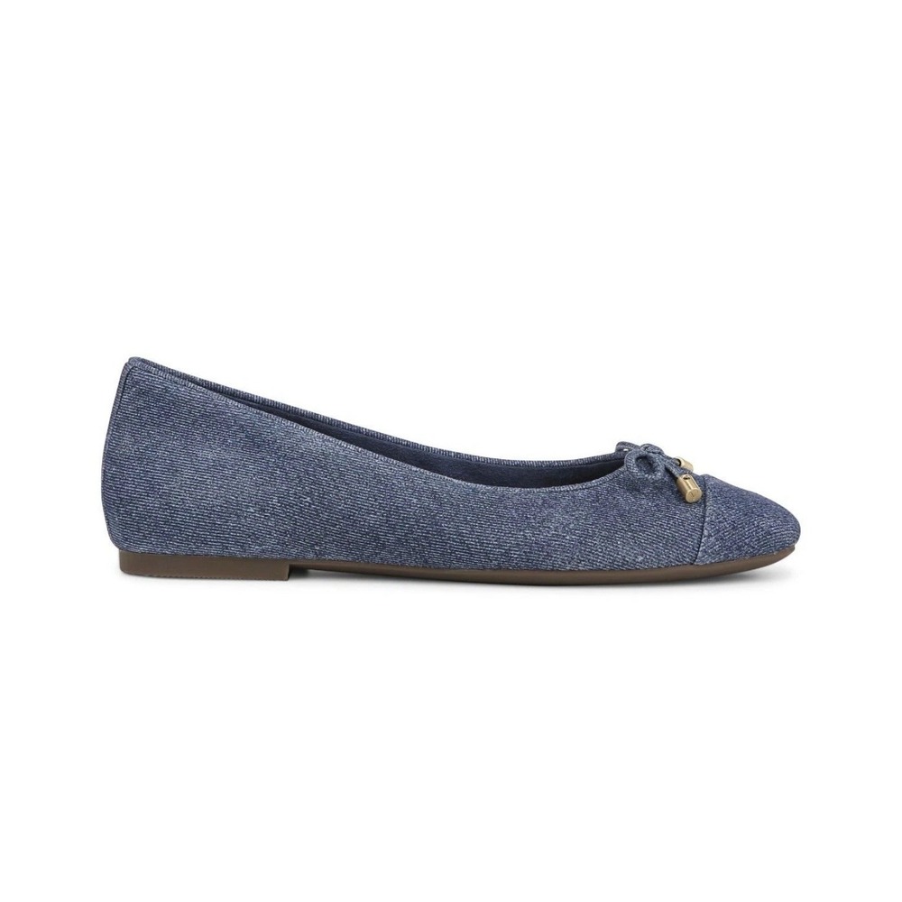 Vionic Denim Blue Ballet Flats with Bow and Gold Accents - Picture 7 of 10